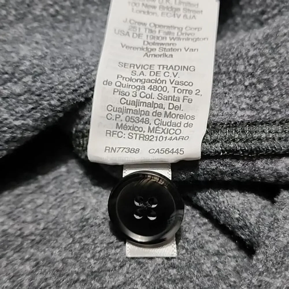 J.Crew Authentic Fleece Pullover Mens Mock Neck‎ Henley Charcoal Gray XL